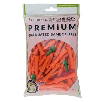 Brand Fusion Graduated Bamboo Golf Tees Bumper Pack Orange