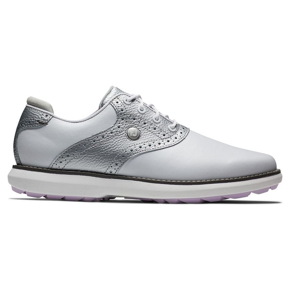 FOOTJOY FootJoy Ladies Traditions Spikeless Golf Shoes White Silver 97990