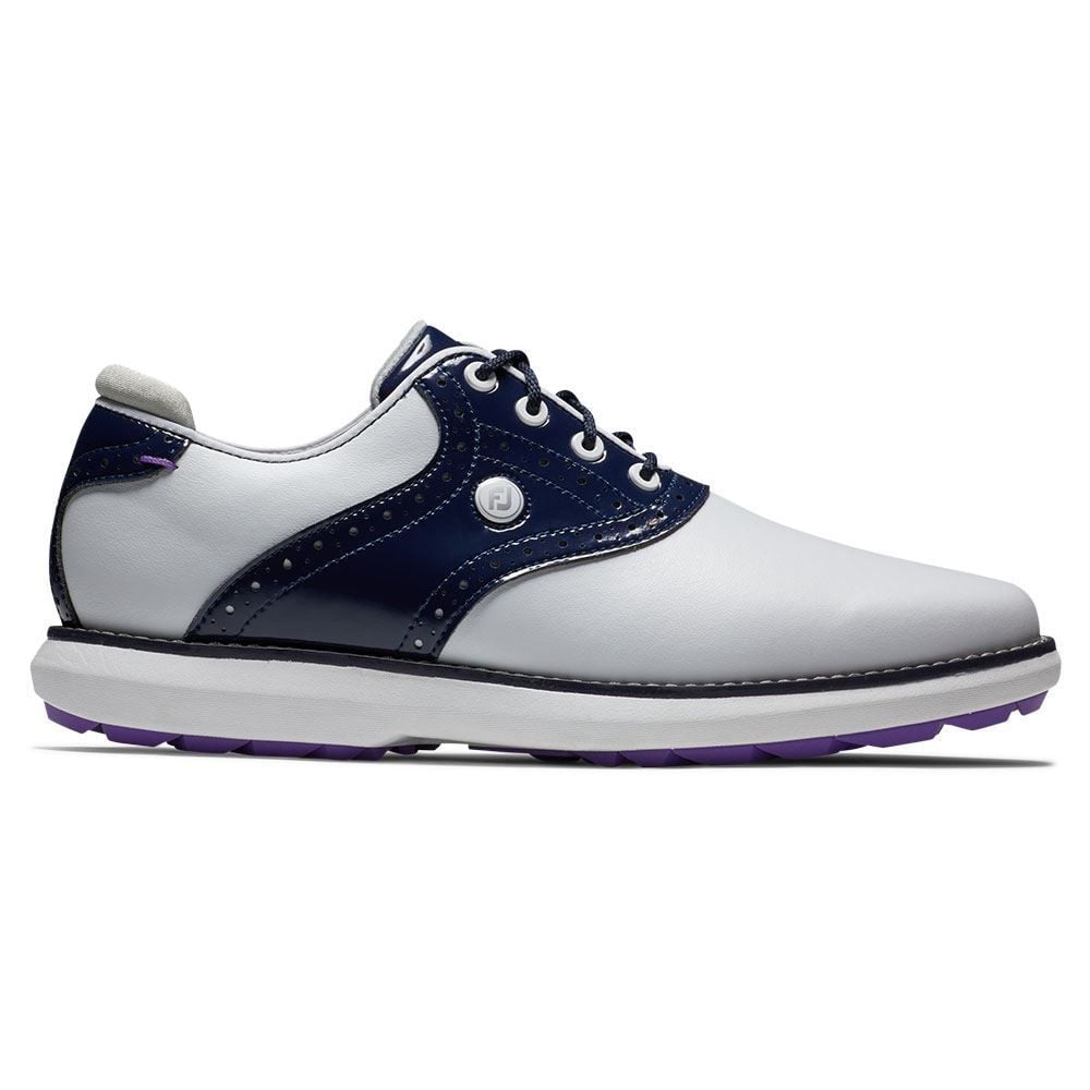 FOOTJOY FootJoy Ladies Traditions Spikeless Golf Shoes White Navy 97926